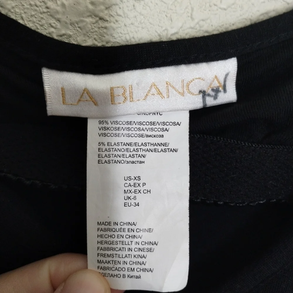 La Blanca Resort Wear Black Swimsuit Cover Up Maxi Dress Side Slits Size XS